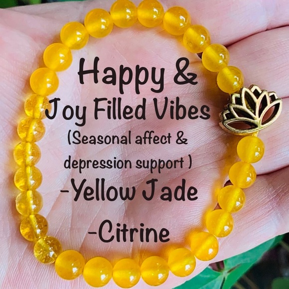 NWT ✨6mm Yellow Agate & Citrine ✨ Happy Vibes Healing Gemstone Bracelet✨Handmade - Picture 1 of 6